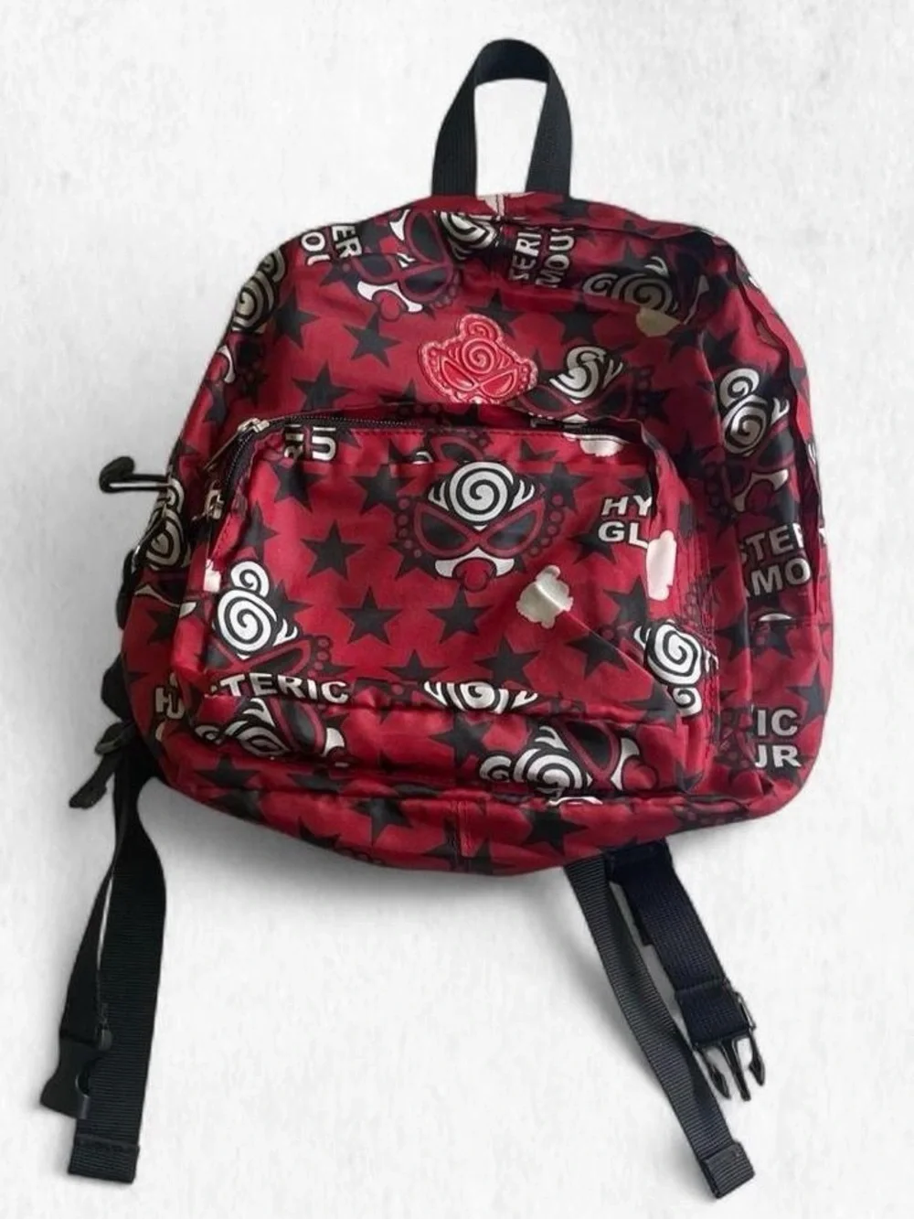 Hysteric Glamour Black & Red Logo Mesh Backpack